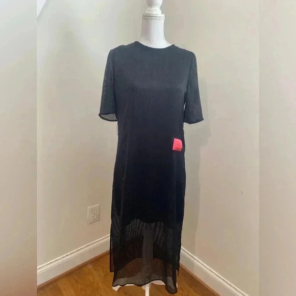 ARMANI EXCHANGE Black Mesh Midi Dress Size 4 - Picture 2 of 10